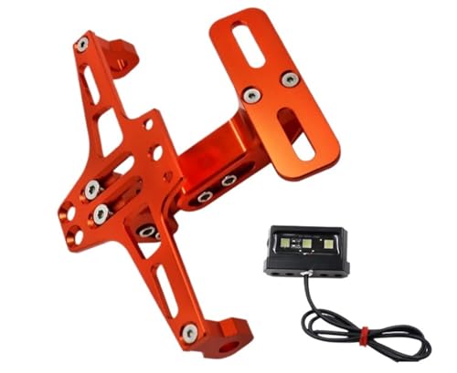 ISJRJF seitlich Nummernschildhalter Fit Für Honda Hornet 900 600 CB600F CB600F 1998-2014 Motorrad Einstellbare Hinten Kennzeichen Halter Halterung LED Licht Kennzeichenhalter(Orange) von ISJRJF