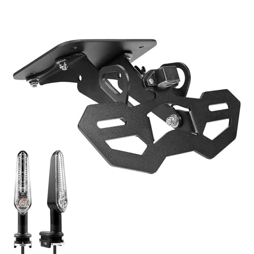 ISJRJF seitlich Nummernschildhalter Kennzeichenhalter passend für Yamaha MT03 MT25 YZF R3 R25 2015-2024 Motorradhalterung LED-Licht Fender Eliminator Kennzeichenhalter(Holder and Light B) von ISJRJF