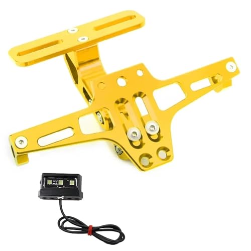 ISJRJF seitlich Nummernschildhalter Passend für Zontes G1 125 ZT125 G1 ZT125U U ZT 310X ZT310R Einstellbare Heckklappe Kennzeichenhalter Halterung LED Kennzeichenhalter(Gold) von ISJRJF