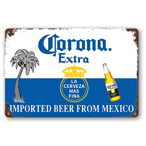 Vintage Blechschild, Corona Beer From Mexico, Home Bar Man Cave Decor, 30 x 20 cm / 12 x 8 Zoll Beer Bar Schild, Home Party Bar Retro Vintage Schilder von ISKADO