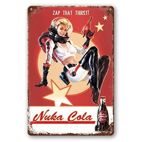 Vintage-Blechschild – Nuka Cola – Retro-Metallschilder, Poster, Eisenmalerei, Wanddekoration, für Bar, Zuhause, Garage, 30,5 x 20,3 cm von ISKADO