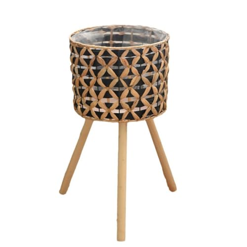 ISKDJBJG Handgewebter Blumenständer Aus und Rattan, Bodenstehend, für Den Balkon, Blumentopf, Wohnzimmer, Grüner Pflanzenkorb, 25 cm von ISKDJBJG