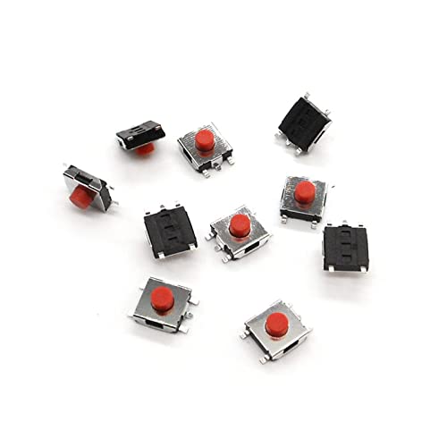 ISLWQOULE 5 Fuß 6 * 6 * 2,5~5 mm Light Touch Druckknopf-Patchschalter Rot/Schwarz 6x6 5 Fuß Mikro-Patchschalter(Red P5f H2.5mm) von ISLWQOULE