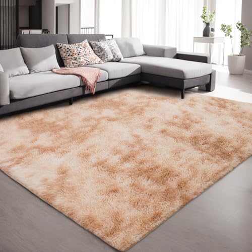 ISMOL Weicher Flauschiger Zottelteppich Wohnzimmer Schlafzimmer Flächenteppich Waschbarer Rutschfester Teppich Im Freien Flur Moderner Dekorativer Teppich(120x160cm, Khaki) von ISMOL
