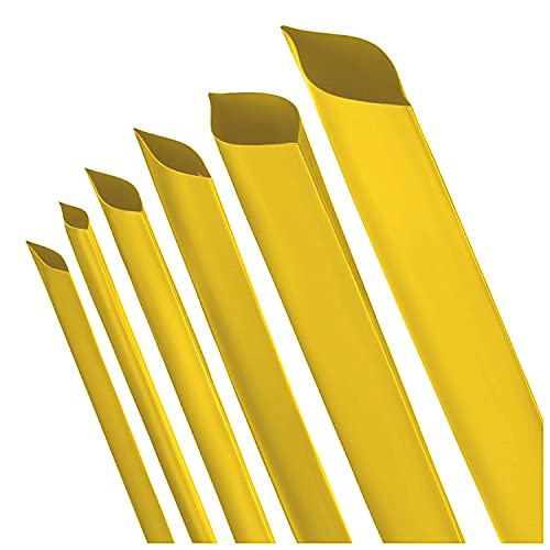 ISOLATECH Schrumpfschlauch Meterware gelb ohne Kleber Ø 10mm 2 Meter Schrumpfverhältnis 2:1 Set Polyolefin zum Isolieren von Kabel Lötverbindungen unbeschriftet UV beständig (Ø10mm 2Meter) von ISOLATECH