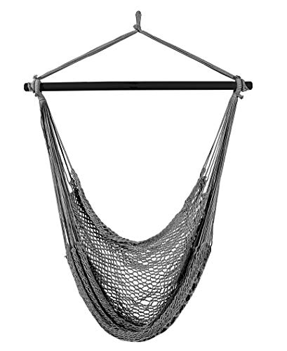 Hängemattenstuhl Hängesessel Baumwollgewebe geflochtenes Seil Schaukel Indoor/Outdoor 5885 von ISO TRADE