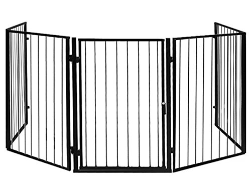 Kaminschutz mit Tür aus Metall Schutzgitter Ofenschutzgitter Absperrgitter 2961 von ISO TRADE