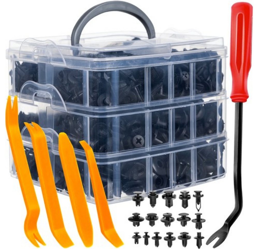 ISO TRADE Schrauben-Set Satz Autoclips Abzieher, (Spar-Set, 620 St., Auto-Manschettenknöpfe), Enthält 4 Kunststoff-Extraktoren und 1 Clip-Abzieher von ISO TRADE