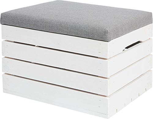 ISO TRADE Sitzbank mit Stauraum Holzbank Gepolstert 40x50x35 cm bis 150 kg Belastbar Weiß-Grau - Zimmer Deko Wohnzimmer & Kinderzimmer - Hocker mit Stauraum 3636 von ISO TRADE