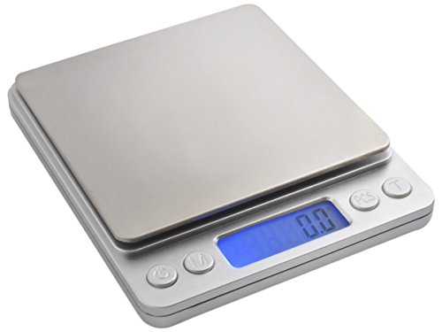 Küchenwaage max 2 kg Abstellautomatik Tarafunktion Hochpräzise 0,1g Feinwaage mit LCD-Display Edelstahl 3465 von ISO TRADE