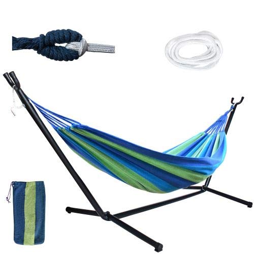 GARDLOV XXL Hängematte mit Gestell 200x150cm – 2 Personen, Outdoor & Indoor, 200kg, wetterfest, mit Tasche & Seilen – Garten, Terrasse, Balkon von ISO TRADE