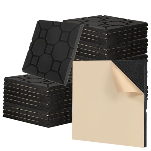 ISOISL 24 Stück Noppenschaumstoff für Schallschutz – Selbstklebende Akustikpaneele für effektive Schalldämmung im Heim und Büro 30 x 30 x 2.5 cm, Block von ISOISL