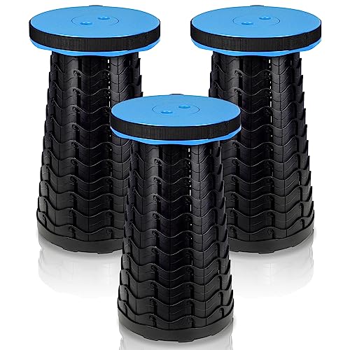 ISOISL 3X Tragbarer Klapphocker Faltbar Tragfähigkeit 150 kg,Leichte Faltbarer hocker,6-44 cm Teleskophocker Höhenverstellbare,Campinghocker Ausziehbarer für Camping Garden Angeln Blau von ISOISL