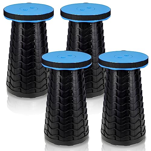 ISOISL 4X Tragbarer Klapphocker Faltbar Tragfähigkeit 150 kg,Leichte Faltbarer hocker,6-44 cm Teleskophocker Höhenverstellbare,Campinghocker Ausziehbarer für Camping Garden Angeln Blau von ISOISL