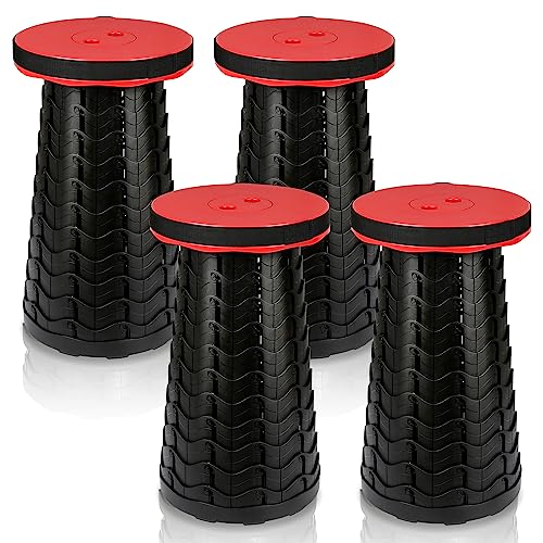 ISOISL 4X Tragbarer Klapphocker Faltbar Tragfähigkeit 150 kg,Leichte Faltbarer hocker,6-44 cm Teleskophocker Höhenverstellbare,Campinghocker Ausziehbarer für Camping Garden Angeln Rot von ISOISL
