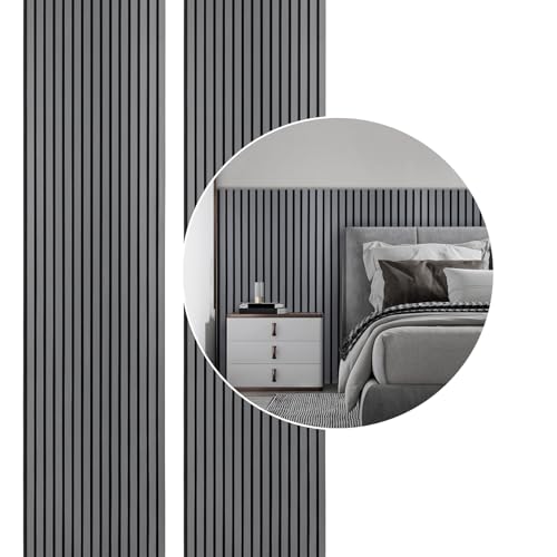 ISOISL Akustikpaneele 1,44㎡ - 2er Set 120x60cm Wandpaneele Holz 3D Wandpaneele Grau Wall Panels Holzpaneele Wand für Flur Wohnzimmer Innenwanddekoration von ISOISL