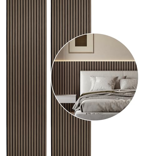 ISOISL Akustikpaneele Wandpaneele Holz 1,44㎡ - 2er Set 120x60cm Lamellenwand Wandverkleidung Holz Natürliche Walnuss für Klavierstudio,Tonstudio,Schlafzimmer,Bar,KTV von ISOISL