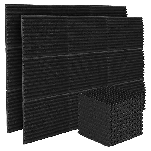 ISOISL Akustikpaneele aus hochdichtem Schaumstoff – 48 Stück Schallabsorber für Tonstudios, Arbeitszimmer und Tanzstudios mit selbstklebendem Design 30 x 30 x 2.5 cm, Dreieckskerbe von ISOISL