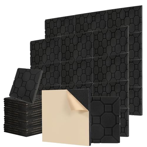 ISOISL Akustikschaumstoff Schallschutzmatte – 48 Stück selbstklebende Schaumstoffplatten für Aufnahmestudios, Arbeitszimmer und Tanzstudios 30 x 30 x 2.5 cm, Block von ISOISL