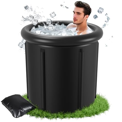 ISOISL Eisbad Tonne 80 cm, Faltbare Badewanne 390L mit Abdeckung, Eisbaden zu Hause, Kältetherapie Set mit 5 Isolierschichten, Mobile Eisfass Outdoor für Sportler, Ice Bath Komplettset von ISOISL