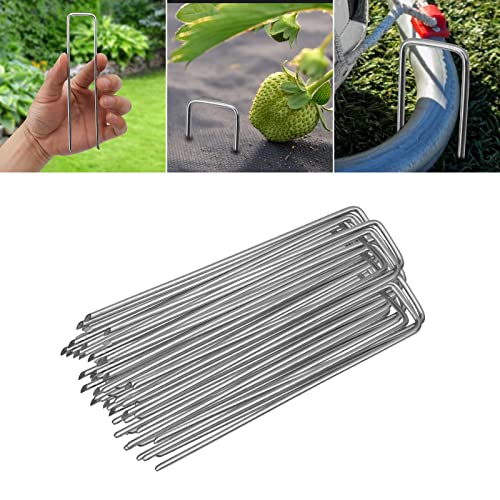 ISOISL Erdanker aus verzinkt 100 Stück 150 mm lang 25 mm breit Ø 2,8 mm - Stabile Bodenanker für Unkrautvlies, Gartenvlies, Zaun & Netz Bodenanker Rundkopf verzinkt Erdnägel de Jardin von ISOISL