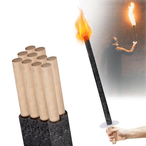 ISOISL Fackeln 10 Stück, Brennzeit 90-100 min.inkl. 10x Handschutz, Wachsfackeln mit Langem Griff, Gartenfackeln, für Nachtwanderung, Wanderung und Veranstaltungen von ISOISL