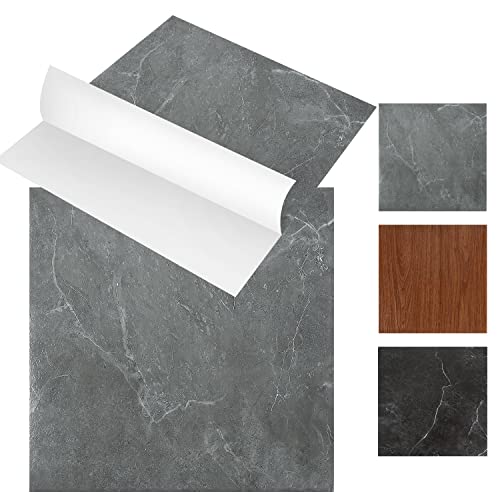 ISOISL PVC Bodenbelag 30x30cm, Vinylboden 22 Fliesen 2m²,Selbstklebend Fliesen Marmoreffekt,Wasserdicht Rutschfeste Schneidbar PVC-Fliesen für Wohnzimmer Schlafzimmer (Grau Marmor) von ISOISL