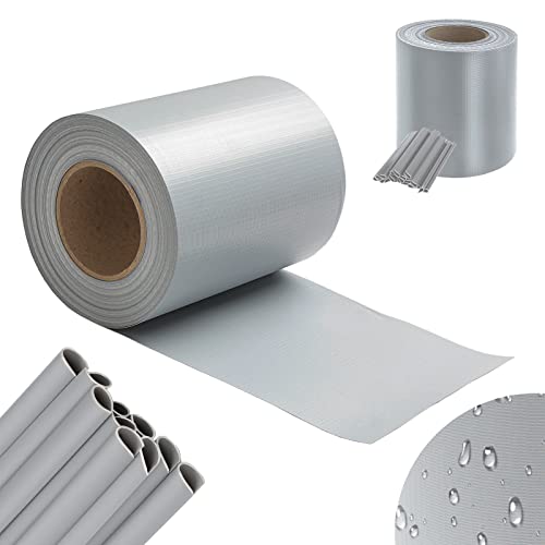 ISOISL PVC Sichtschutzstreifen, 140m x 19cm Sichtschutzfolie für Doppelstabmattenzaun, mit 120 Stücke Befestigungsclips, 450g/m² Windschutz für Balkon Garten, Grau von ISOISL