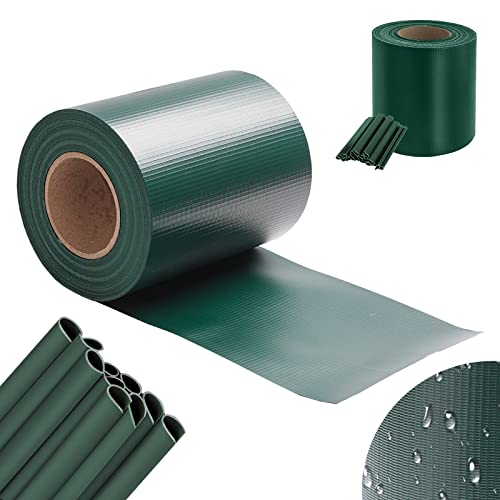 ISOISL PVC Sichtschutzstreifen 200m x 19cm, Sichtschutzfolie für Doppelstabmattenzaun, Inkl. 160 Befestigungsclips, Windschutz Sonnenschutz Sichtschutz Gartenzaun, Grün von ISOISL