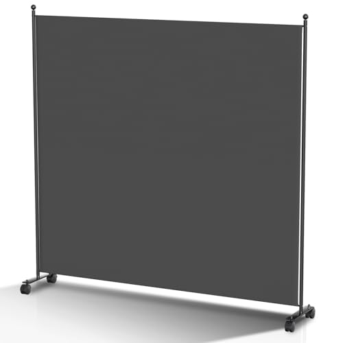 ISOISL Paravent, Raumteiler klappbar auf Rollen 1-teilig 187×181 cm, Wetterfester Paravent für Büro Garten Balkon Terrasse innen- Anthrazit von ISOISL
