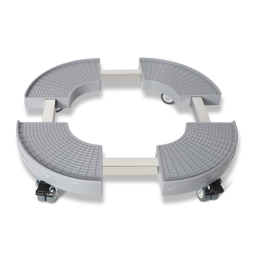 ISOISL Pflanzenroller Rund, Rolluntersetzer Einstellbar Ø38-54cm, Rollbrett Pflanzen Tragkraft 200kg, Grau Blumenroller mit 360° Drehbare Rädern, Pflanzroller für Außenbereich und Innenbereich von ISOISL