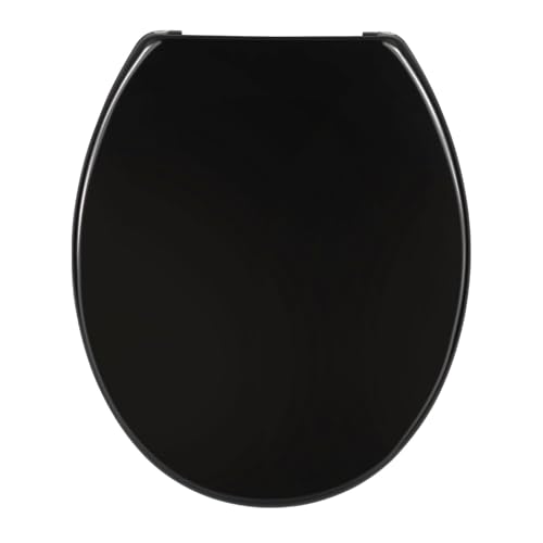 ISOISL Toilettendeckel, Klodeckel mit Soft-Close Mechanismus O-Form Einfache Montage Wc Deckel Klobrille WC-Sitz für Familie Toilet Seat Bis 150kg (Schwarz) von ISOISL