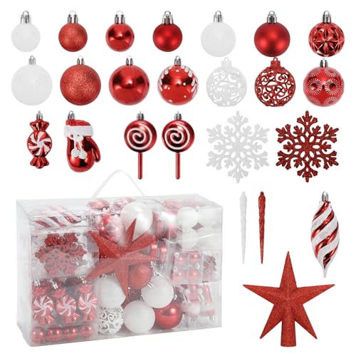 ISOISL Weihnachtskugel-Set - 130 Stück hochwertige Kunststoff-Weihnachtskugeln in verschiedenen Designs, schön gestaltete weihnachtskugeln, ideal für Ihre Weihnachtsfeier! von ISOISL