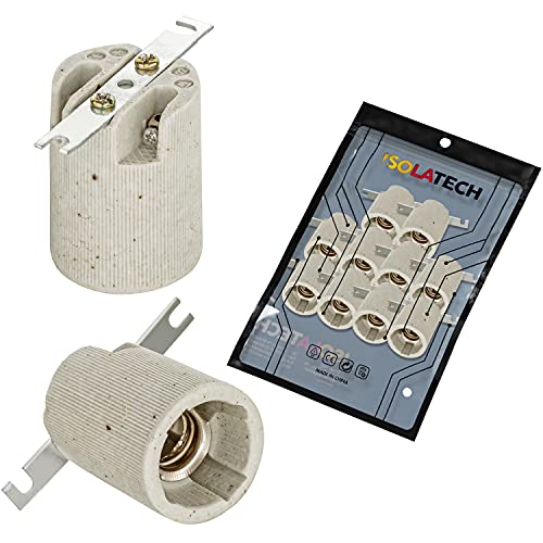ISOLATECH 10Stk E14 Keramik Lampenfassung mit Befestigungsbügel LED Energiesparlampen (max. 250V/4A) Leuchtmittel Home Küche Badezimmer Decke Installation Sockel Halterung einbauen hitzebeständig von ISOLATECH