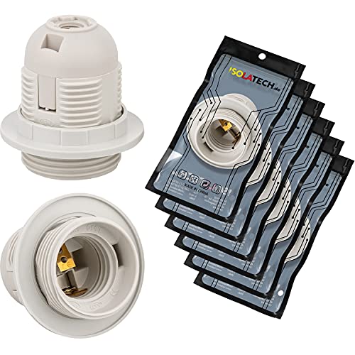 ISOLATECH 6Stk E27 Fassung Kunststoff mit 2 Schraubringen/Schirmhalterringen LED Energiesparlampen (max.250V/4A) Leuchtmittel Home Decke Halterung Badezimmer Installation Küche Kühlschrank einbauen von ISOLATECH