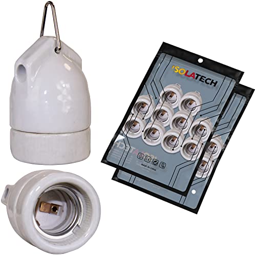 ISOLATECH 20Stk E27 Keramik Hängefassung mit Metallöse LED Energiesparlampen (max.250V/4A) Leuchtmittel für Home Decke Halterung Badezimmer Installation Küche Kühlschrank einbauen hitzebeständig von ISOLATECH