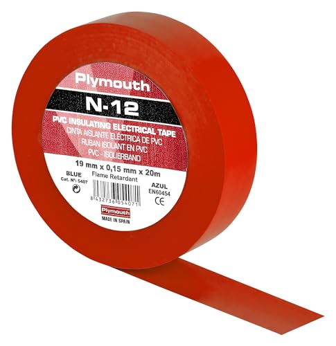 ISOLATECH 1 Rolle PVC Isolierband Rot 19mm x 20 Meter x 0,15mm VDE 0340-3-1 2002-03 DIN EN 60454-3-1 flammwidrig rückstandsfrei entfernbar. Made in Spain von ISOLATECH