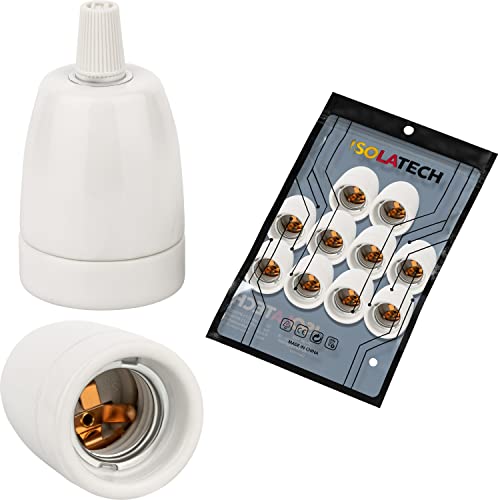 ISOLATECH 10Stk E27 Keramik Lampenfassung mit Zugentlastung LED Energiesparlampen (max.250V/4A) Leuchtmittel Home Installation Einbau Decke Halterung Küche Sockel Badezimmer hitzebeständig von ISOLATECH
