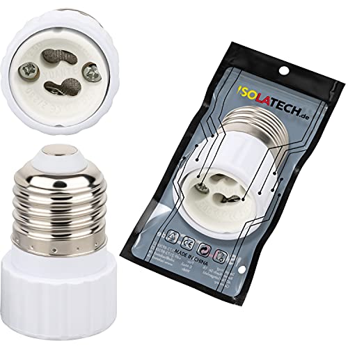 ISOLATECH 1Stk E27 Lampenfassung Adapter für GU10 LED Energiesparlampen, Leuchtmittel Fassung, Keramik Sockel, Smart Home Adapter (max. 250V/2A) von ISOLATECH