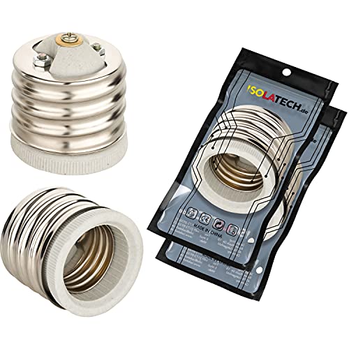 ISOLATECH 2Stk E40 auf E27 Adapterfassung für E27 Lampenfassung LED Konverter für Energiesparlampen (max. 250V/2A) Leuchtmittel Küche Badezimmer Decke Installation Keramik Sockel hitzebeständig von ISOLATECH