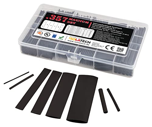 ISOLATECH 357-tlg Magnum Box Schrumpfschlauch unbeschriftet Set Schwarz 2:1 von ISOLATECH