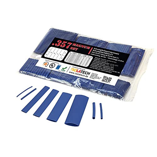 ISOLATECH 357-tlg Magnum Schrumpfschlauch unbeschriftet Set Beutel Blau 2:1 ohne Kleber von ISOLATECH