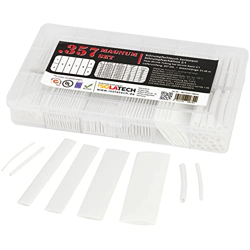 ISOLATECH 357-tlg Magnum Schrumpfschlauch unbeschriftet Transparent Set Box Weiß 2:1 ohne Kleber von ISOLATECH