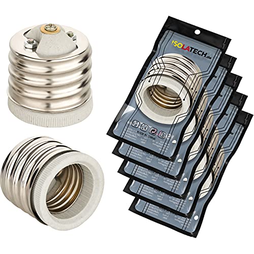 ISOLATECH 5Stk E40 auf E27 Adapterfassung für E27 Lampenfassung LED Konverter für Energiesparlampen (max. 250V/2A) Leuchtmittel Küche Badezimmer Decke Installation Keramik Sockel hitzebeständig von ISOLATECH