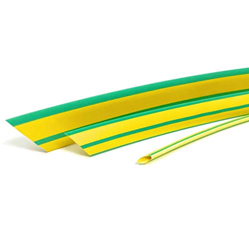 ISOLATECH Schrumpfschlauch Meterware Erdung (grün/gelb) ohne Kleber Ø5mm 2 Meter Schrumpfverhältnis 2:1 Set Polyolefin zum Isolieren von Kabel unbeschriftet UV beständig (Ø5mm 2Meter) von ISOLATECH