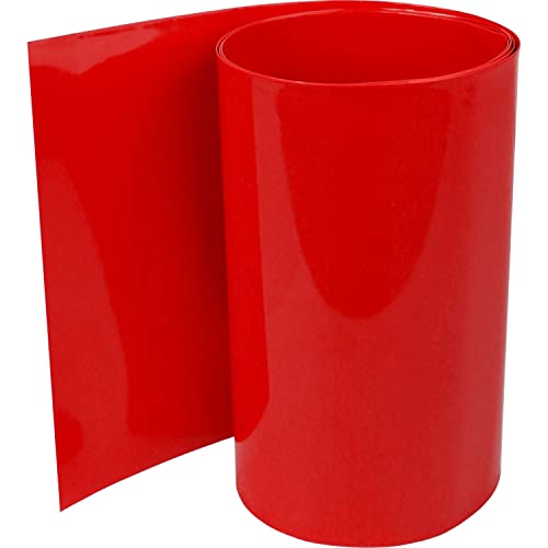 ISOLATECH PVC Schrumpfschlauch Meterware rot ohne Kleber Flachmaß 150mm (Ø95,5mm) 1 Meter Schrumpfverhältnis 2:1 Set zum Isolieren von 18650 Akku Batterien unbeschriftet (Ø95,5mm 1 Meter) von ISOLATECH