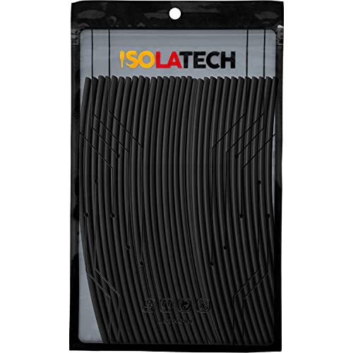ISOLATECH Schrumpfschlauch Set 2:1 ohne Kleber unbeschriftet Schwarz Sortiment viele Größen Ø 1mm 6,0 Meter in 30Stk x 20cm von ISOLATECH