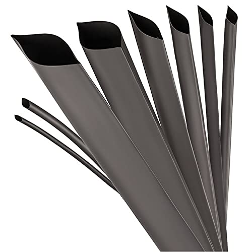 ISOLATECH Schrumpfschlauch Meterware schwarz mit Kleber Ø1inch (25,4mm) 50ft (15 Meter) Schrumpfverhältnis 3:1 Set Polyolefin zum Isolieren von Kabel Lötverbindungen unbeschriftet UV beständig von ISOLATECH