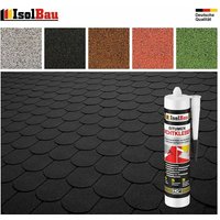 Dachschindeln Bitumenschindeln Gartenhaus Bieberschwanz Rechteck Hexagonal Farbe:: Schwarz Model:: Rechteck Bitumenkleber:: 6x Bitumenkleber 300 ml von ISOLBAU