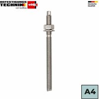 Ankerstangen M8 M30 eta A4 Gewindestangen Edelstahl Verbundanker Verbundmörtel Menge: 50 Stück Artikel: Ankerstange A4 (Edelstahl) Größe: M10 x 130mm von ISOLBAU